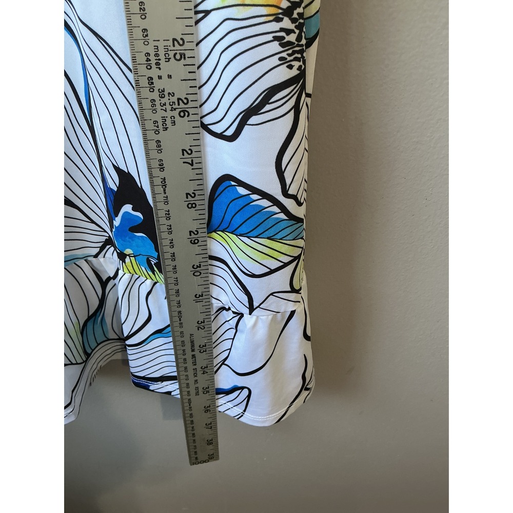 Tail Womens Floral Sleeveless Golf Dress White Blue Yellow Quarter Zip L - Picture 8 of 10